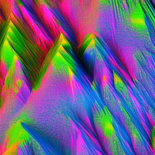A mountainscape of crystals seen through an electron microscope oscillations vibrant color.